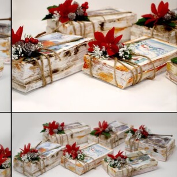 Rustic Christmas Holiday Floral Arrangement Centerpiece, Upcycled, Books, Shabby - Picture 10 of 10